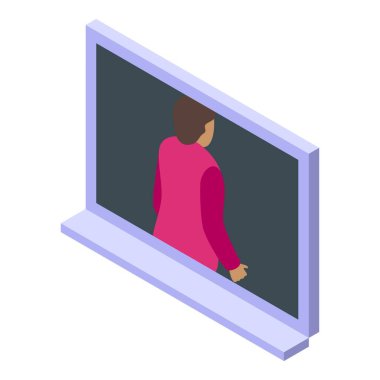 İş adamı etkileşimli bir dijital ekranda yürüyor