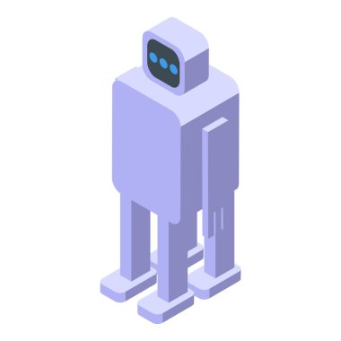 Ayrı bacakları olan modern robot beyaz zemin üzerinde izole edilmiş izometrik görünüm