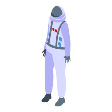 Astronot uzay yürüyüşüne hazır bir uzay giysisinin içinde duruyor.