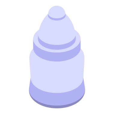 Bebek şişesi izometrik görüntüde kapalı meme ucuyla duruyor.