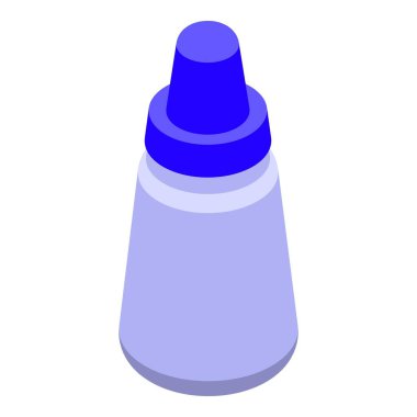 Sıvı ilaç için kapaklı mavi plastik şişe beyaz arka planda duruyor.