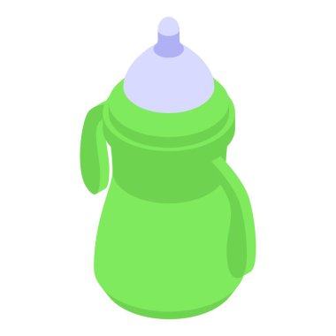 Kabzalı yeşil bebek şişesi ebeveynlik blogları ya da bebek ürünleri reklamları için mükemmeldir.