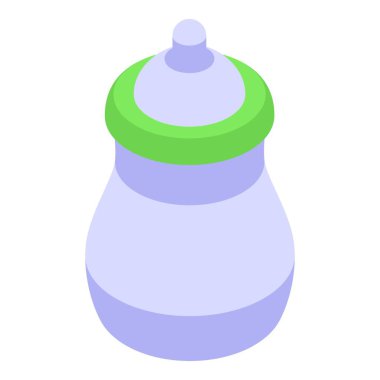 Çocuk bakımını gösteren izometrik sütle dolu bebek şişesi