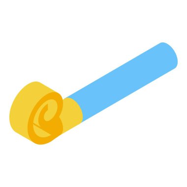 Mavi parti üfleyicisi bir doğum günü partisinde gürültü yapmak için açılıyor