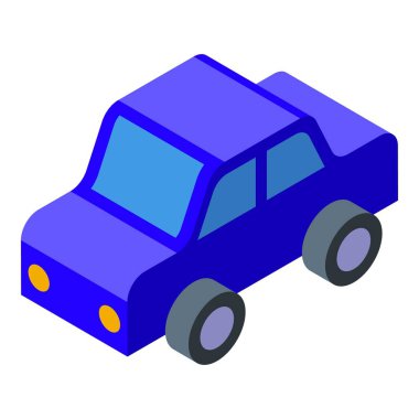 Bilgi veya web sitesi için, karayolu ile ulaşımı temsil eden mavi izometrik simge