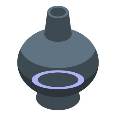 Modern yuvarlak şömine yanan eko yakıt izometrik görüntüsü beyaz arka planda izole edildi