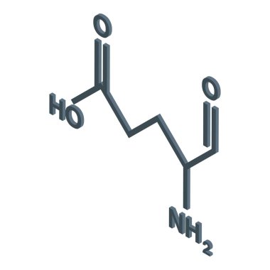 Glutamik asit molekülünün özdeş yapısı atomları ve bağları gösteriyor