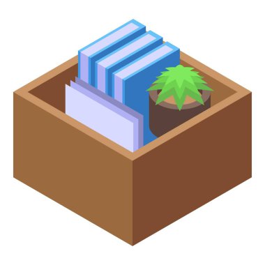 Ofis çekmecesinde kitaplar, belgeler ve bir bitki düzenleniyor.