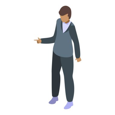 İşadamı bir şeyi açıklarken parmağıyla işaret ediyor.