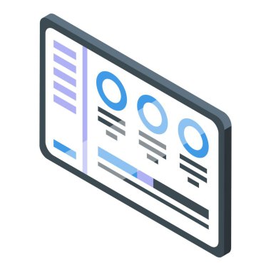 Tablet, veri analizi ve iş zekasını temsil eden çizelgeler ve istatistiklerle bir bilgi grafiği sergiliyor