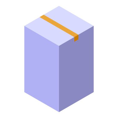 Kapalı bir karton kutunun, beyaz arka planda yapıştırıcı bandıyla mühürlenmiş basit bir vektör çizimi