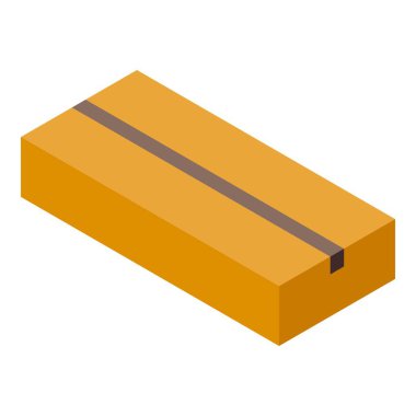 Karton kutu bantla mühürlendi, izometrik bir görüntüde sunuldu