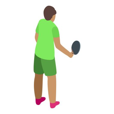 Genç sporcu raketiyle ping pong topunu servis etmeye odaklanıyor.