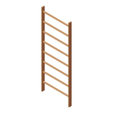 Beyaz arka planda izole ahşap duvar parmaklıkları, evde veya spor salonunda egzersiz yapmak için mükemmel.