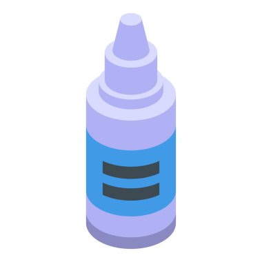 Alerjiyi azaltmak için burun spreyi şişesi ve izometrik görüntüde görülen soğuk semptomlar.