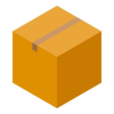 Mühürlü karton kutu ayakta duruyor, nakliye, teslimat ve ambalajı temsil ediyor.