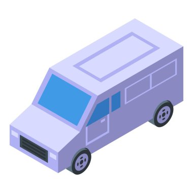 Minimalist izometrik projeksiyonda üretilen modern minivan, verimli ve şık ulaşımı somutlaştırır.