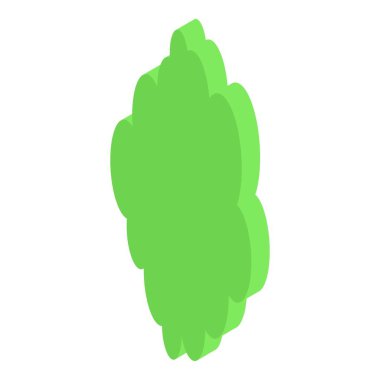 İzometrik perspektifli basit yeşil çalı, doğayı stilize bir şekilde temsil etmek için ideal.