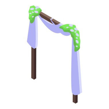 Çiçeklerle süslenmiş düğün kemeri gelinle damadı bekliyor.