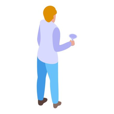 Profesyonel oenolog cam izometrik manzaralı şarap aromasını tadıyor.