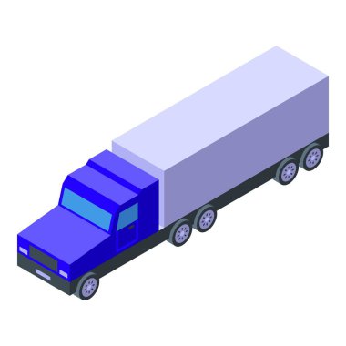 Bu mavi kargo kamyonu malları izometrik görüntüde taşıyor.