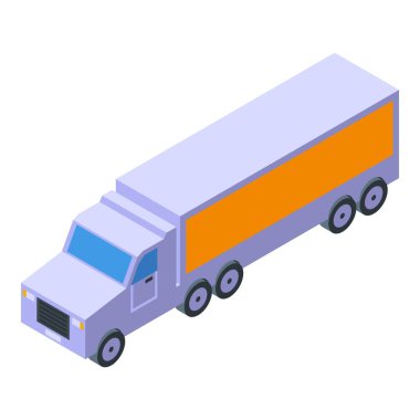 Bu izometrik simge, lojistik ve ulaşım temaları için mükemmel bir nakliye kamyonunu gösteriyor
