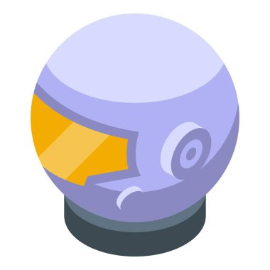 Astronot miğferi izometrik ikon uzay keşiflerini ve kozmik seyahatleri temsil ediyor, insan hırsının ve bilimsel ilerlemenin bir sembolü.