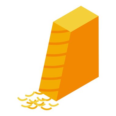 Bu izometrik simgede rendelenen bir peynir parçası var, yiyeceklerle ilgili projeler için mükemmel.