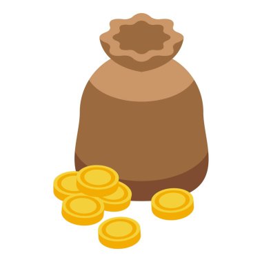 Parlak altın sikkelerle dolu bir çuval.