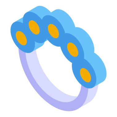 Çanları olan bebek bileziği yeni doğan izometrik bir ikon çizimi için rahatlatıcı bir ses çıkarıyor.