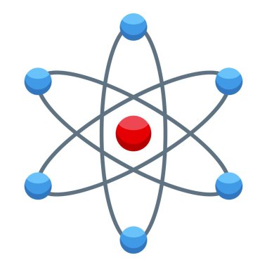 Çekirdek ikon illüstrasyonunun etrafında dönen atom parçacıkları fizik ve kimyayla ilgili bilimsel kavramları tasvir ediyor