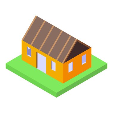 İnşaat şirketi çatı kirişli modern bir ev inşa ediyor.