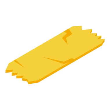 Sarı koli bandı yırtık kenarlı bir yüzeye yapışıyor.