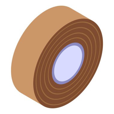 Kahverengi bant rulo izometrik görüntü farklı malzemeler, yapıştırıcı ve yapışkan için kullanılır.