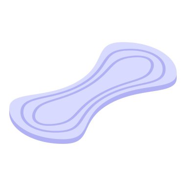 Temiz ve yumuşak hijyenik ped, kadın hijyen ürünlerini temsil eden izometrik bir görünümde yatıyor.