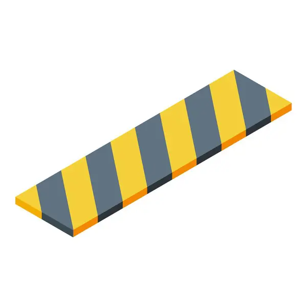 stock vector Yellow and black striped speed bump slowing down traffic on the road