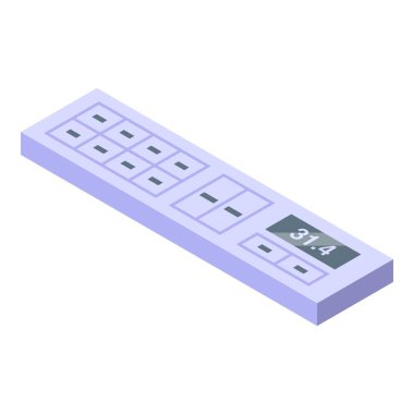 Birden fazla prizli elektrik uzatma kablosu kilowatt saat içinde güç tüketimini gösteriyor