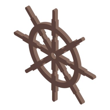 Beyaz arka planda duran tahta gemi direksiyonu denizcilik ve deniz maceralarını temsil ediyor.