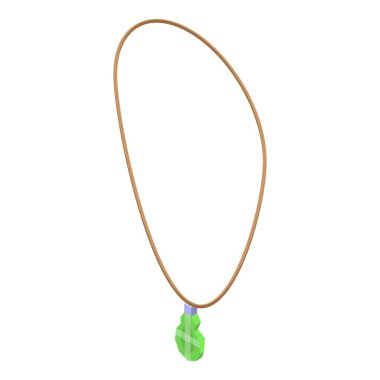 Bir ipte asılı yeşil değerli taş kolye zarafetin ve tarzın sembolüdür.