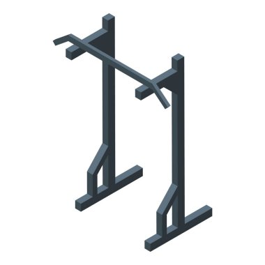 Çekme çubuğu izometrik olarak ayakta duruyor, kuvvet antrenmanlarında kullanılan fitness ekipmanlarını temsil ediyor