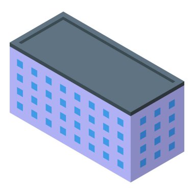 Bu izometrik simgede çok pencereli büyük apartman binası gösterilir