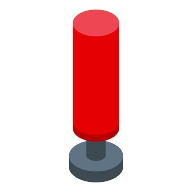 Kırmızı kum torbası yerde duruyor ve antrenman için bekliyor.