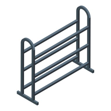 Beyaz arka planda duran Isometric boş metal ayakkabı rafı
