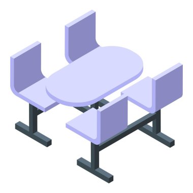 Yemek katı ya da kantin için dört sandalyeli modern oval masa.