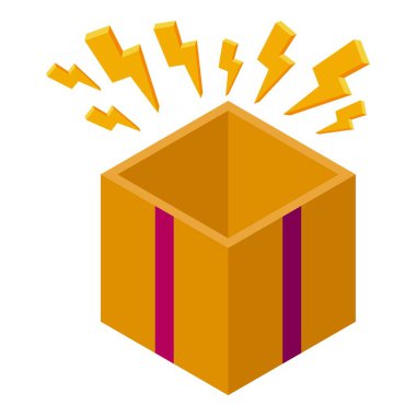 Yıldırımlı sarı hediye kutusunu aç, sürpriz konsept.