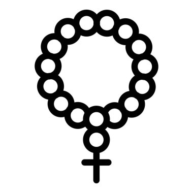 Tespih, haç, inanç, dua ve dini bağlılığı temsil eden basit bir tespih ikonu.