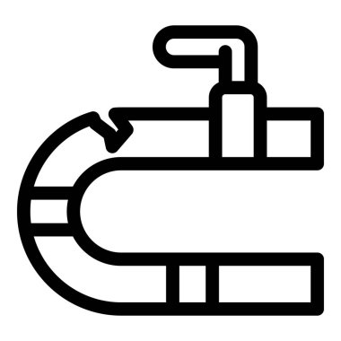 Sızdıran bir boruyu vanayla tamir etmek, cesur bir hatla resmedilen bir tesisat konsepti.