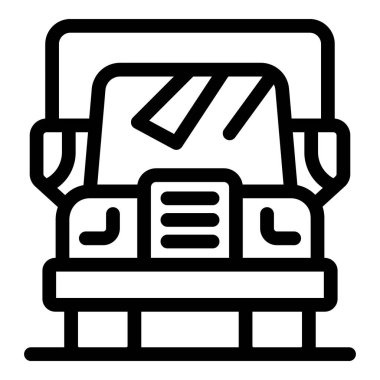 Verimli lojistik ve ulaşımı vurgulayan bir dağıtım kamyonunun çizgi resim simgesi