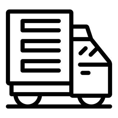 Ulaşım ve dağıtımı sembolize eden bir dağıtım kamyonunun çizgi resim simgesi