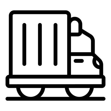 Bir kargo konteynırını taşıyan bir teslimat kamyonunun basit resim simgesi